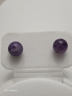 D'Joy Bi-Color Amethyst Stud Earrings in Rhodium Over Sterling Silver